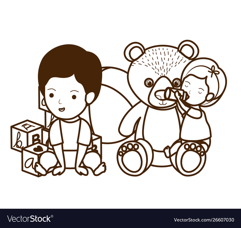 Isolated baby boy and girl design