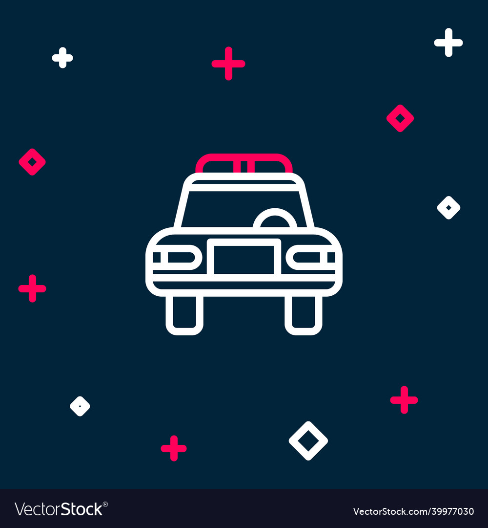 Line police car and flasher icon isolated vector image Line police car and flasher icon isolated