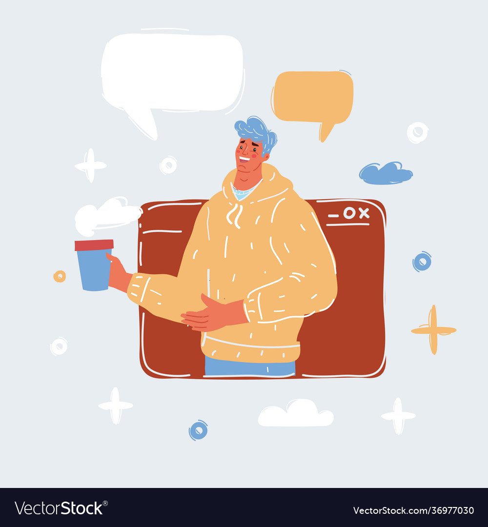 Man in message windows vector image Man in message windows