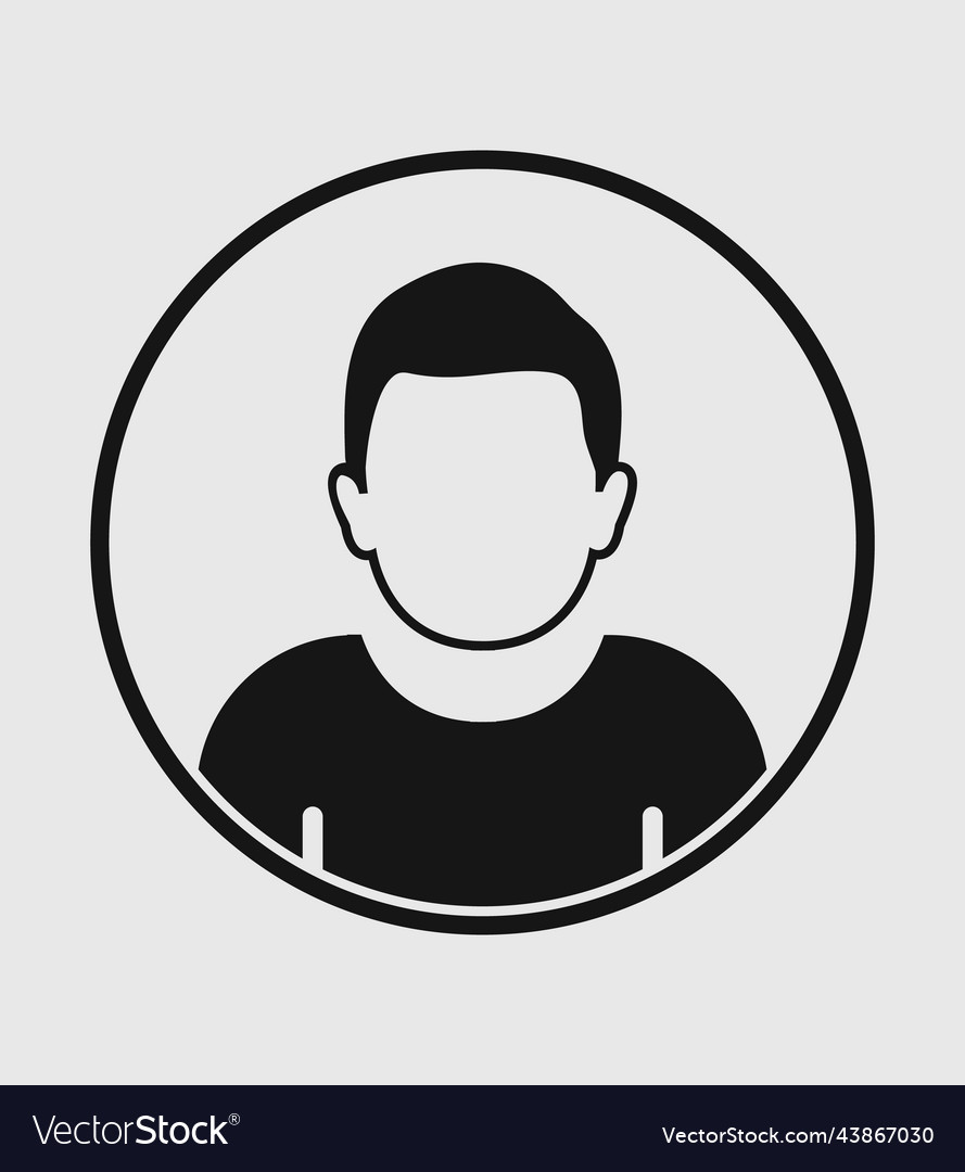 Man profile icon with circle shape on gray