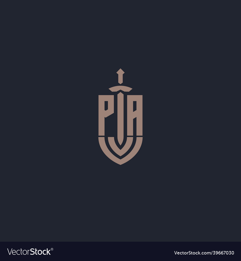 Pa logo monogram with sword and shield style