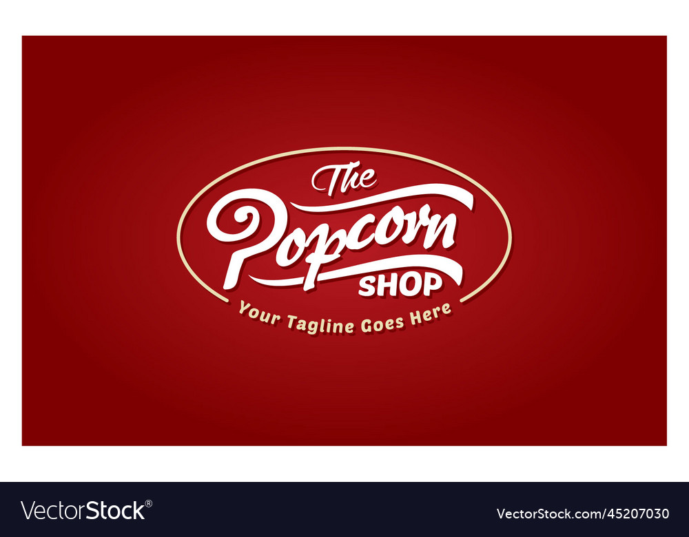 Popcorn shop typography label emblem logo design Vector Image