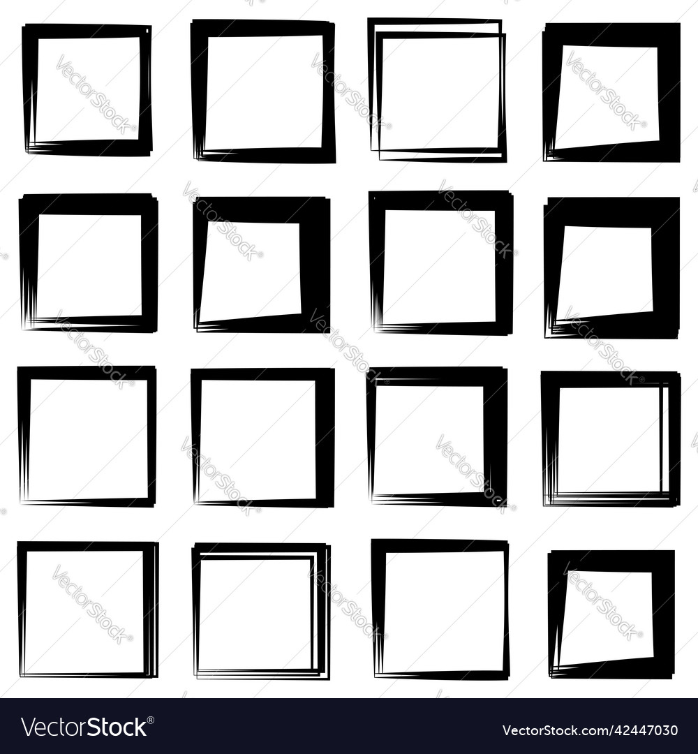 Random square contour frame border element vector image Random square contour frame border element
