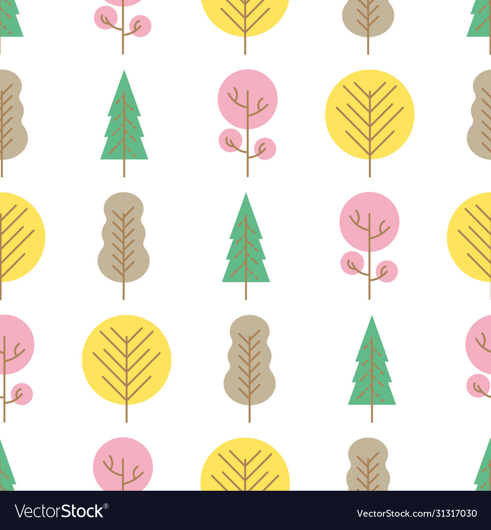 Seamless pattern with colored trees
