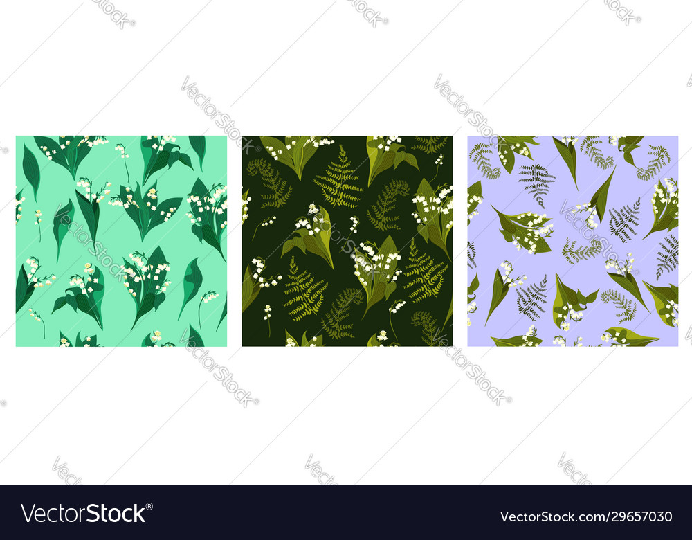 Set seamless patterns with lilies Vector Image Set seamless patterns with lilies