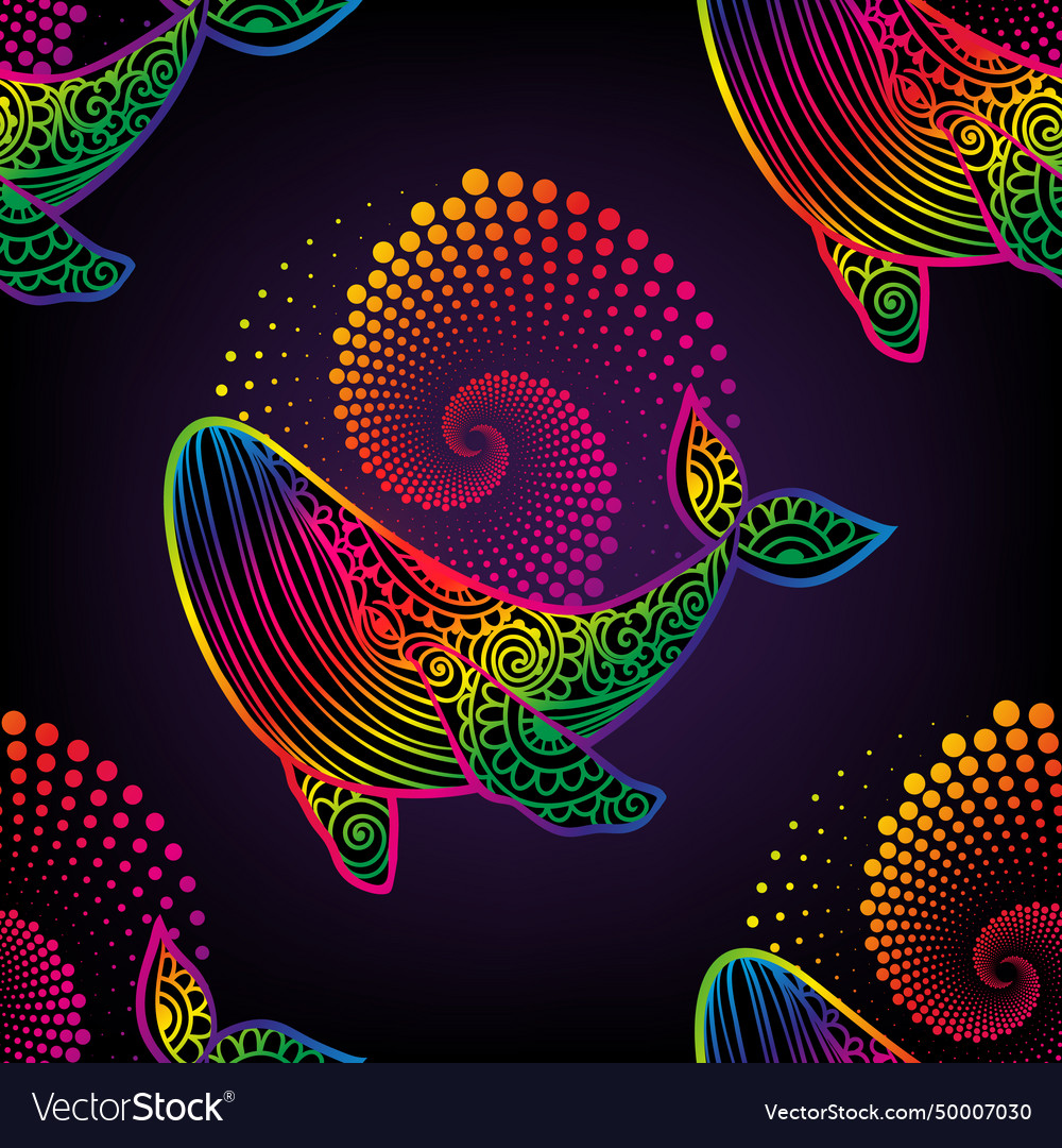 Whale Mandala Whale Sea Royalty Free Vector Image