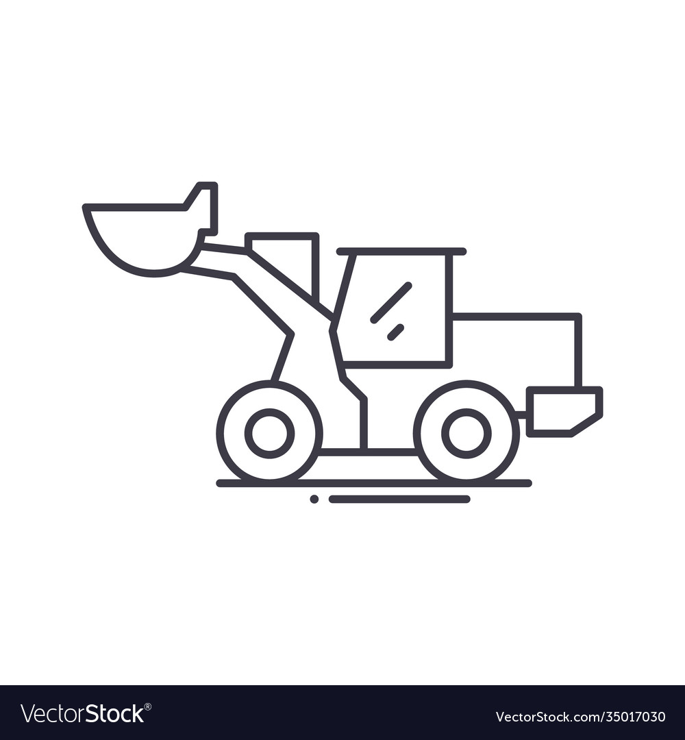 Wheel loader icon linear isolated Royalty Free Vector Image