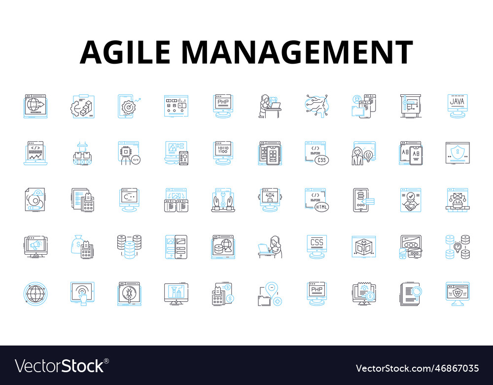 Agile management linear icons set iterative vector image Agile management linear icons set iterative