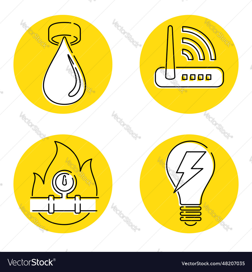 Building systems set of flat thin line icons vector image Building systems set of flat thin line icons
