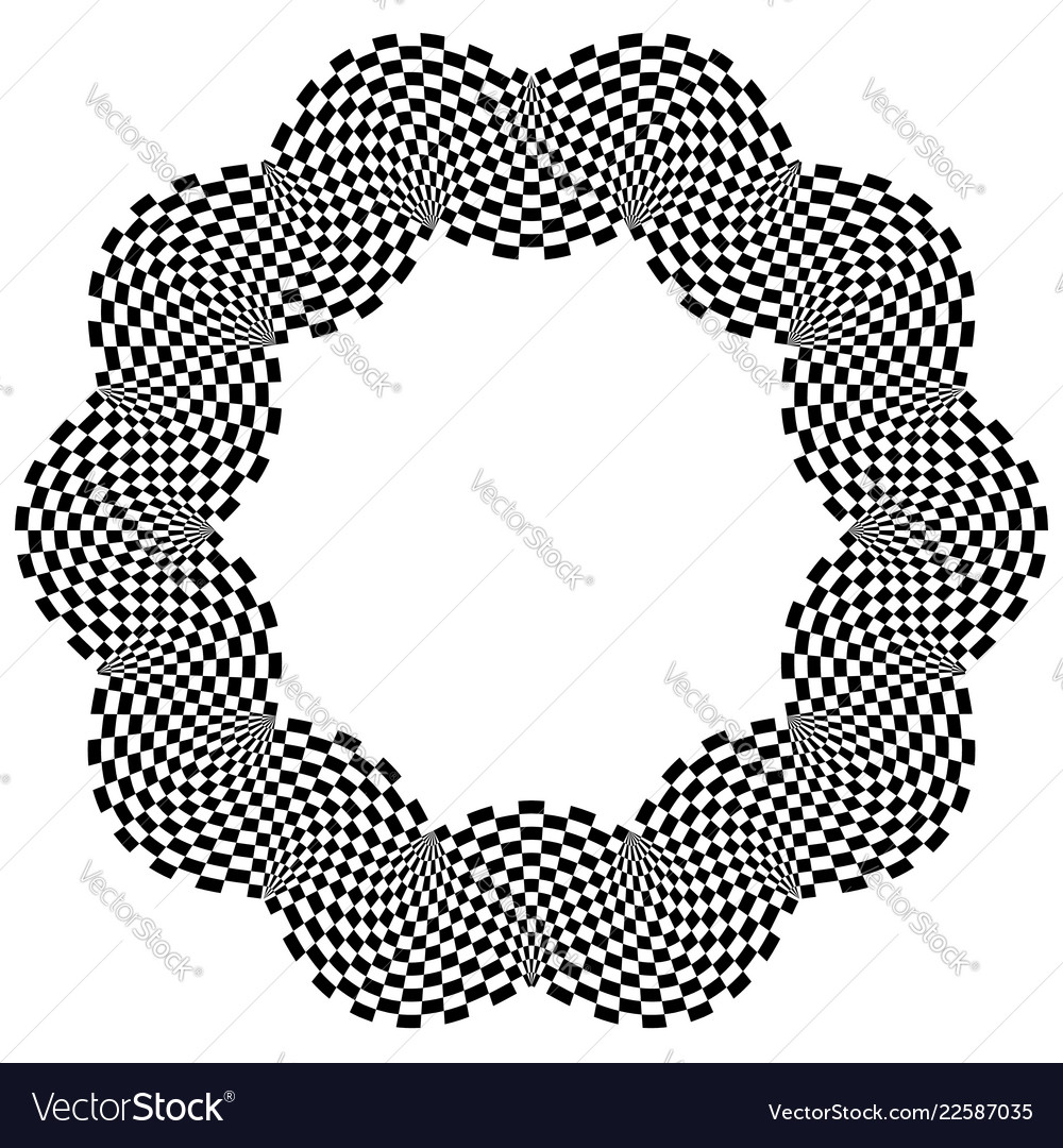 Checkered circular element abstract monochrome vector image Checkered circular element abstract monochrome