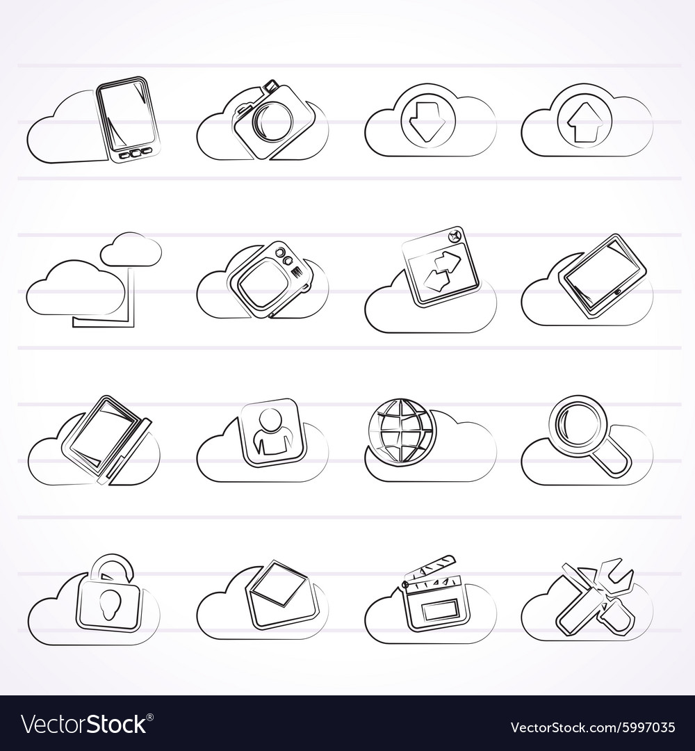 Cloud services and objects icons