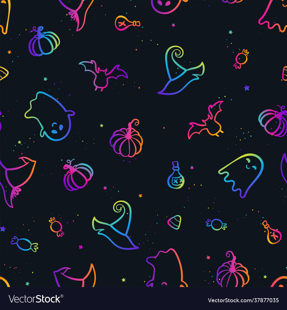 Colorful and fun hand drawn halloween faces cute vector image Colorful and fun hand drawn halloween faces cute