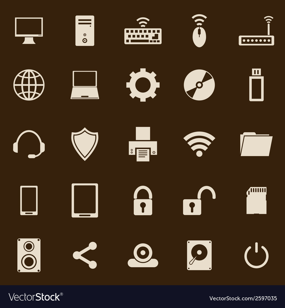 Computer color icons on brown background Vector Image