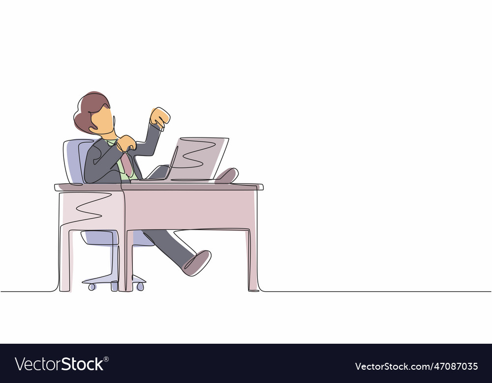 Continuous one line drawing man manager laughing Vector Image