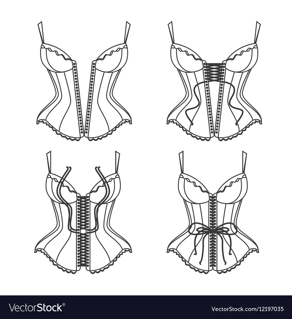 Corset Lacing Thin Line Set Pixel Stock Illustration 635792549