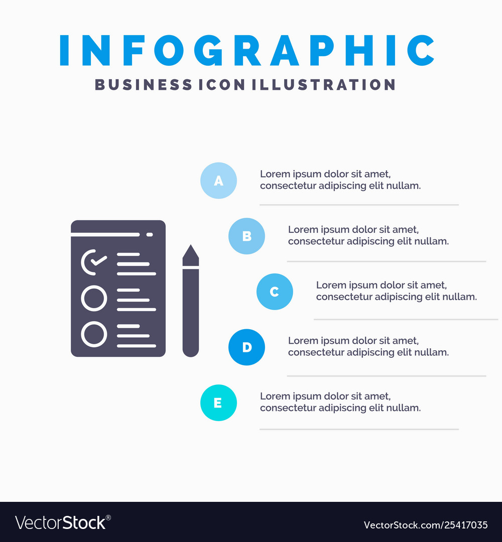 Cv job search solid icon infographics 5 steps