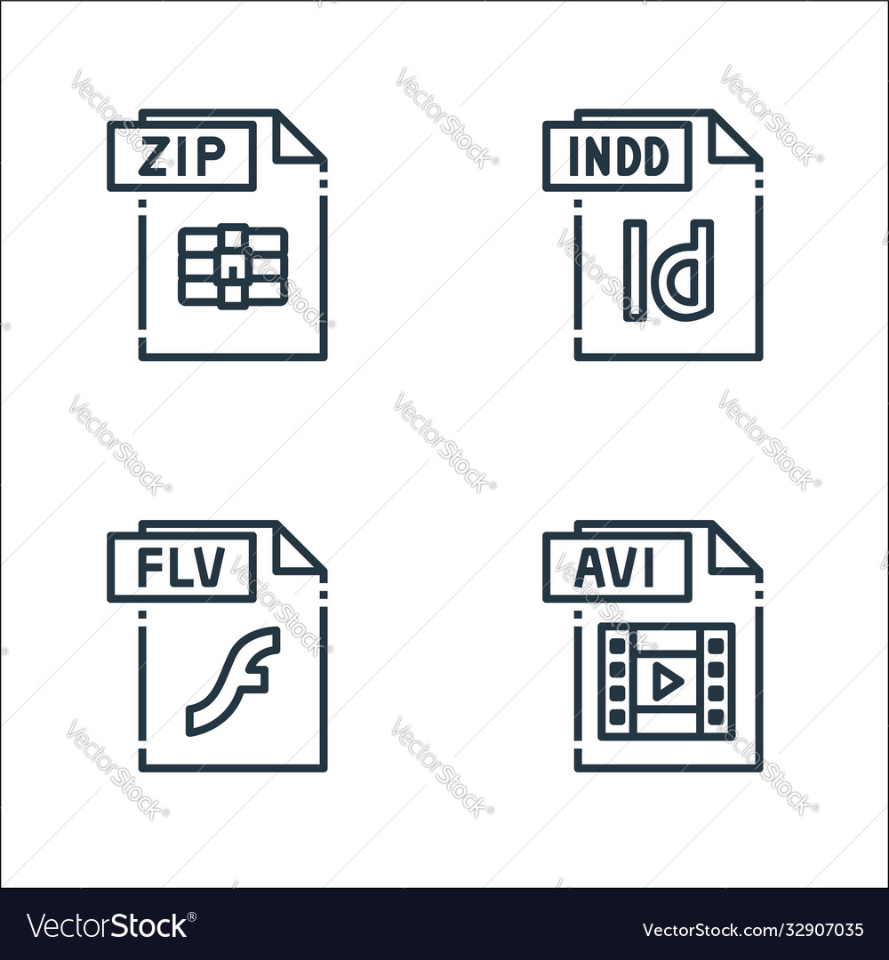 File type line icons linear set quality