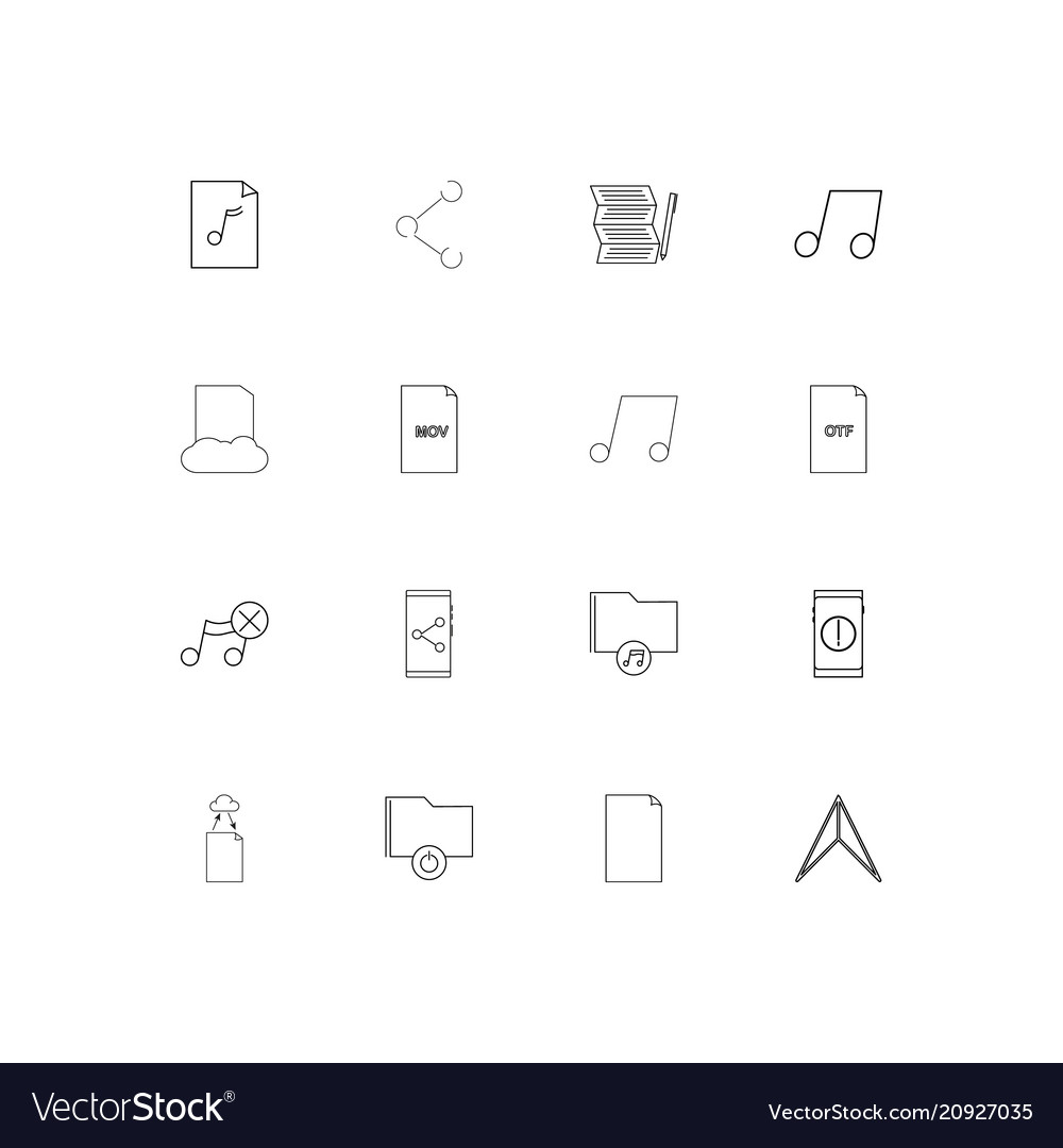 Files and folders sign linear thin icons set