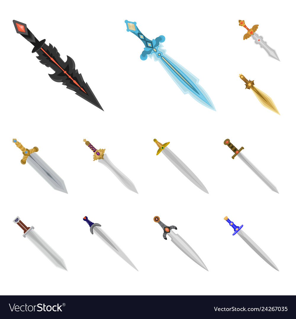 Isolated object of sword and dagger sign set vector image Isolated object of sword and dagger sign set