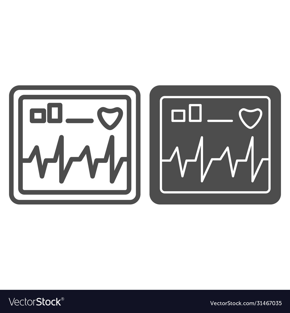 Monitor screen displays heart rate line and solid