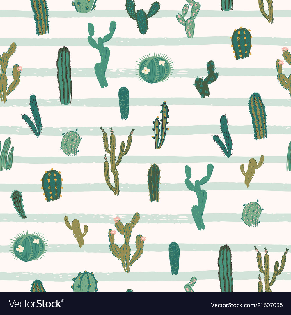 Seamless pattern with cactus repeated