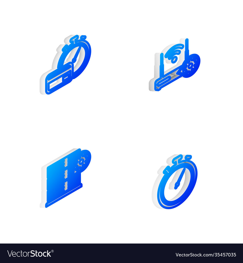 Set isometric line router and wi-fi setting fast vector image Set isometric line router and wi-fi setting fast