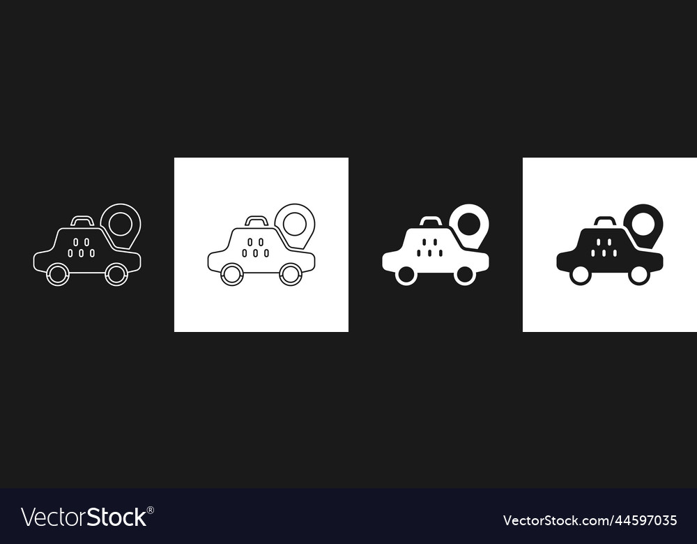 Set map pointer with taxi car icon isolated vector image Set map pointer with taxi car icon isolated