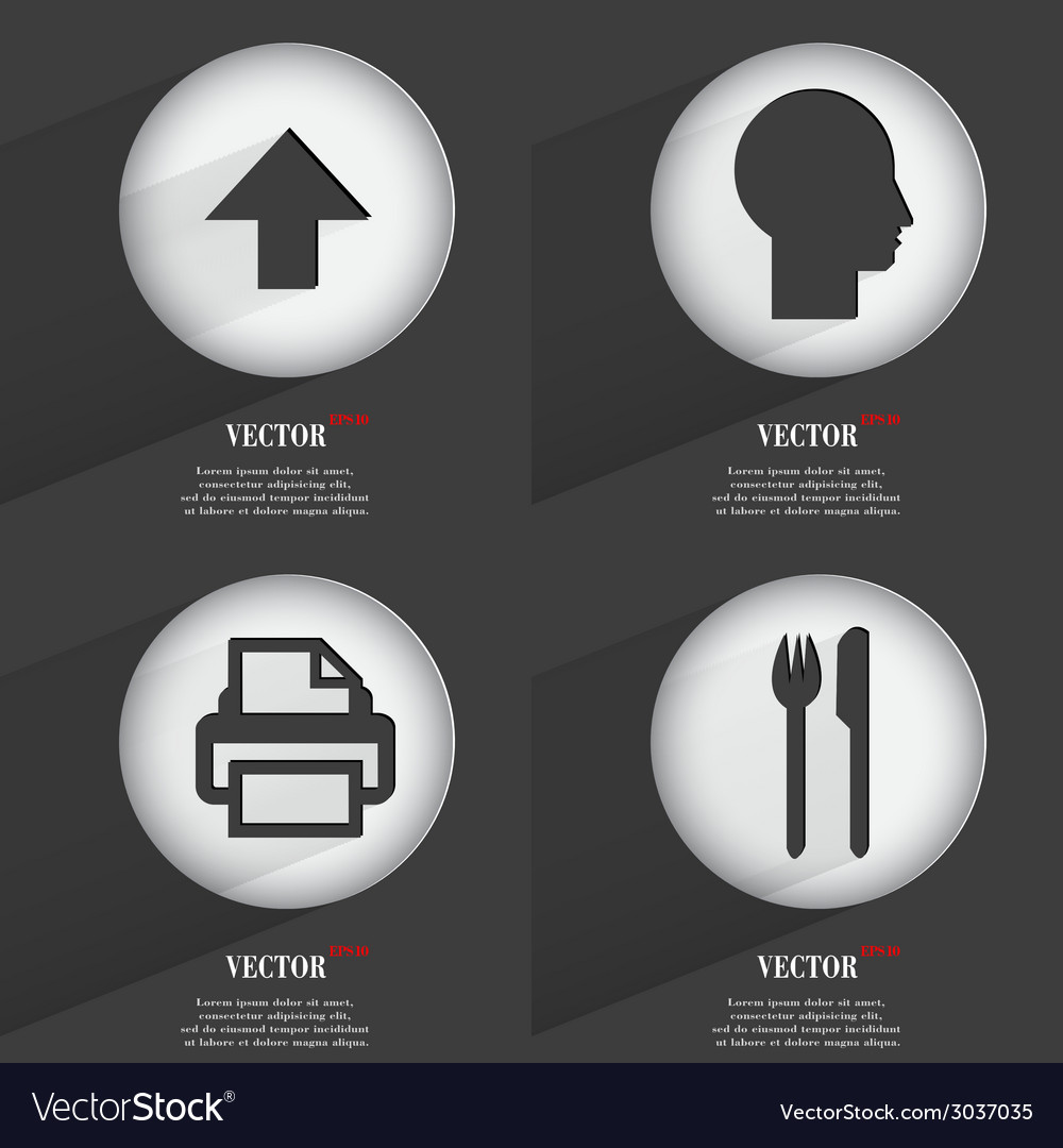 Set of 4 flat buttons icons with shadows