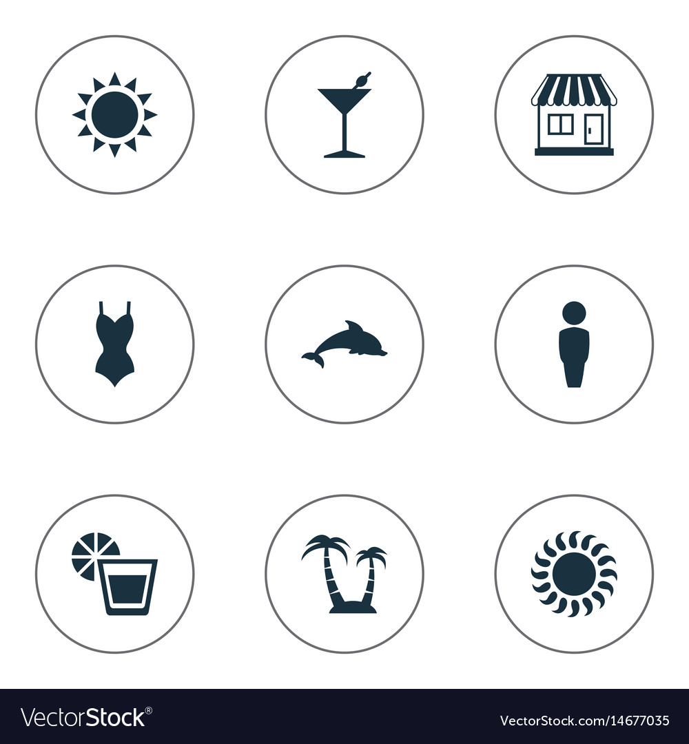 Set of simple seaside icons