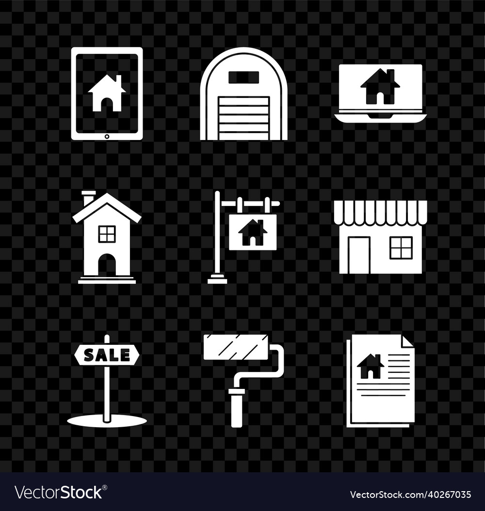 Set tablet and smart home warehouse laptop Vector Image