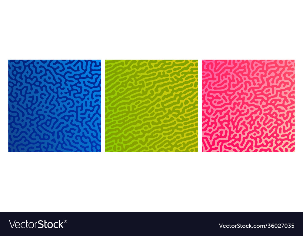 Set three colorful turing reaction gradient bac vector image Set three colorful turing reaction gradient bac