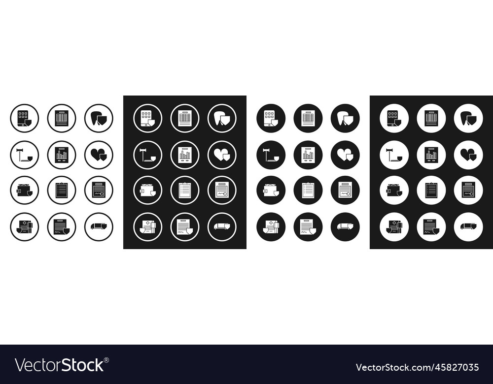 Set tooth with shield document graph chart judge vector image Set tooth with shield document graph chart judge