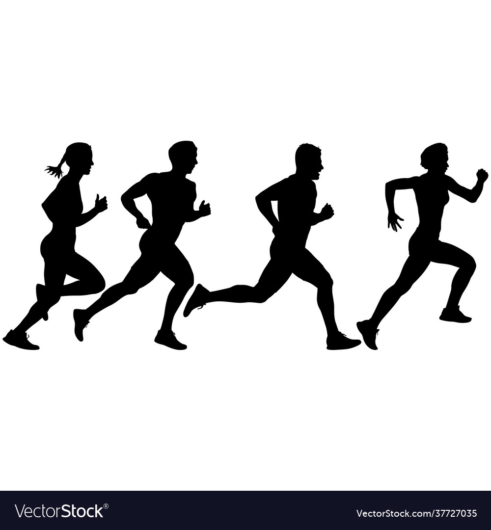Silhouettes of Runners Sprinting