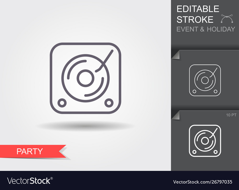 Vinyl player line icon with editable stroke vector image Vinyl player line icon with editable stroke