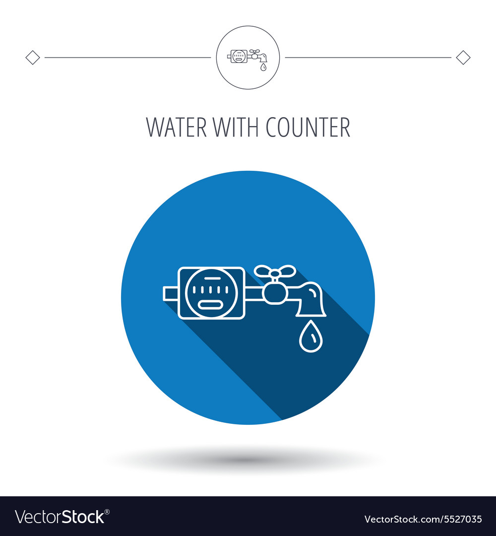 Water counter icon pipe with drop sign