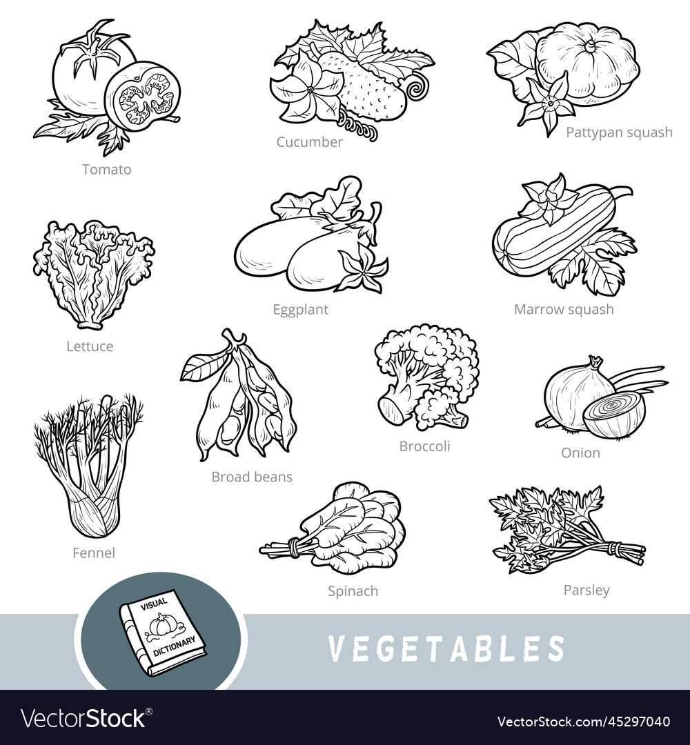 Black and white set of vegetables collection Vector Image