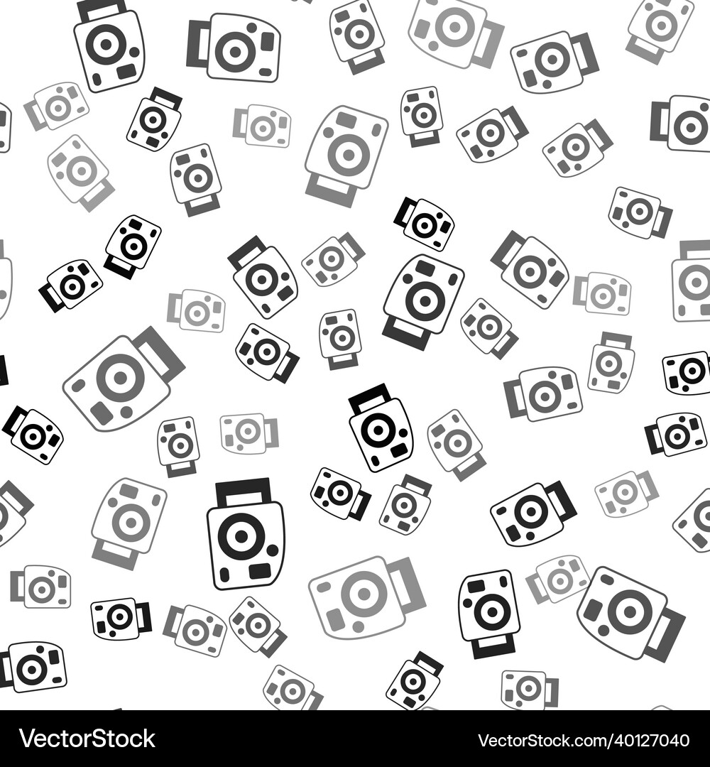 Black photo camera icon isolated seamless pattern Vector Image