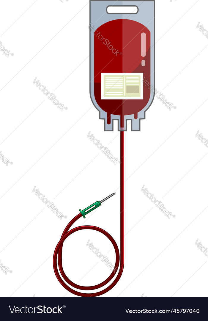 Cartoon blood donation plastic bag Royalty Free Vector Image