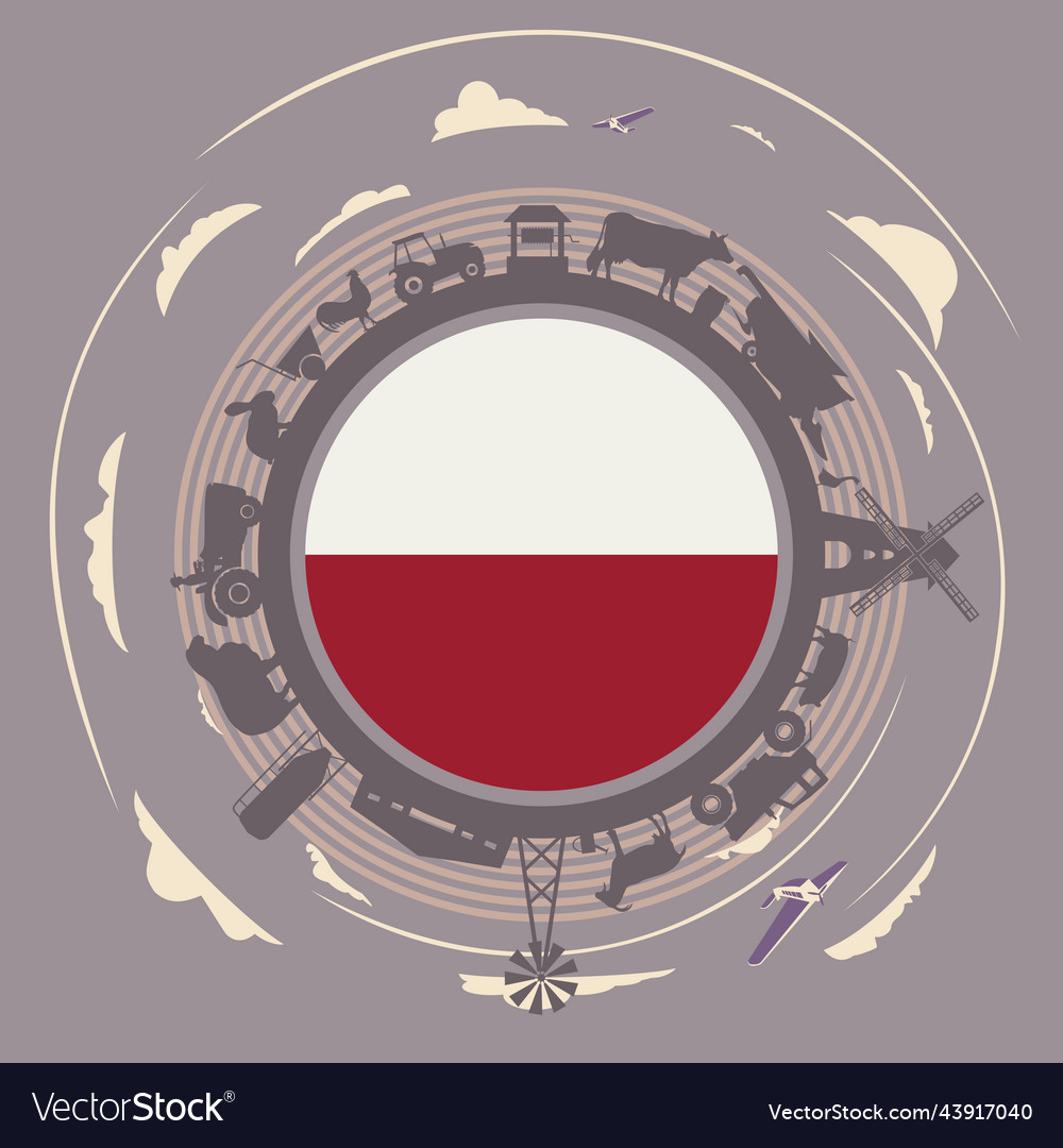 Circle with agricultural icons objects located