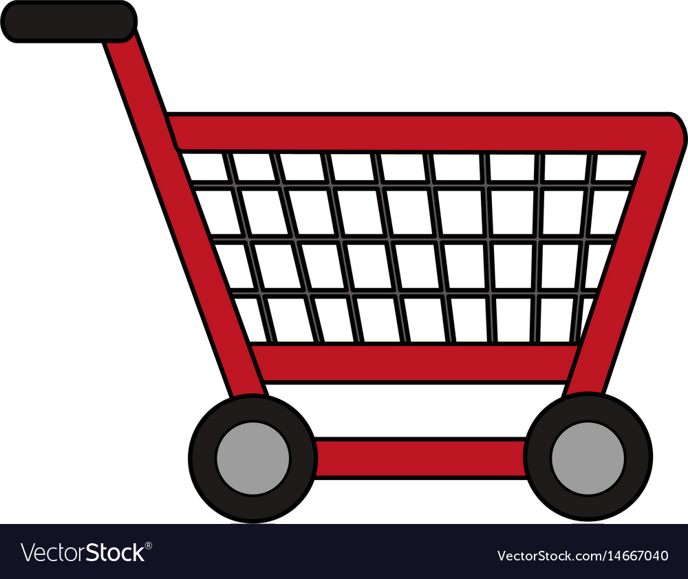 Color image cartoon shopping cart with wheels Vector Image