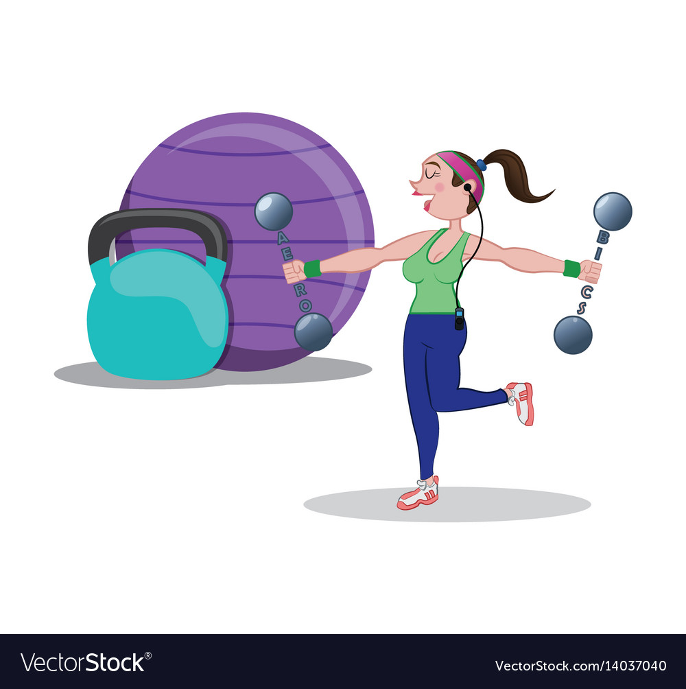 Fitness woman ball barbell weight