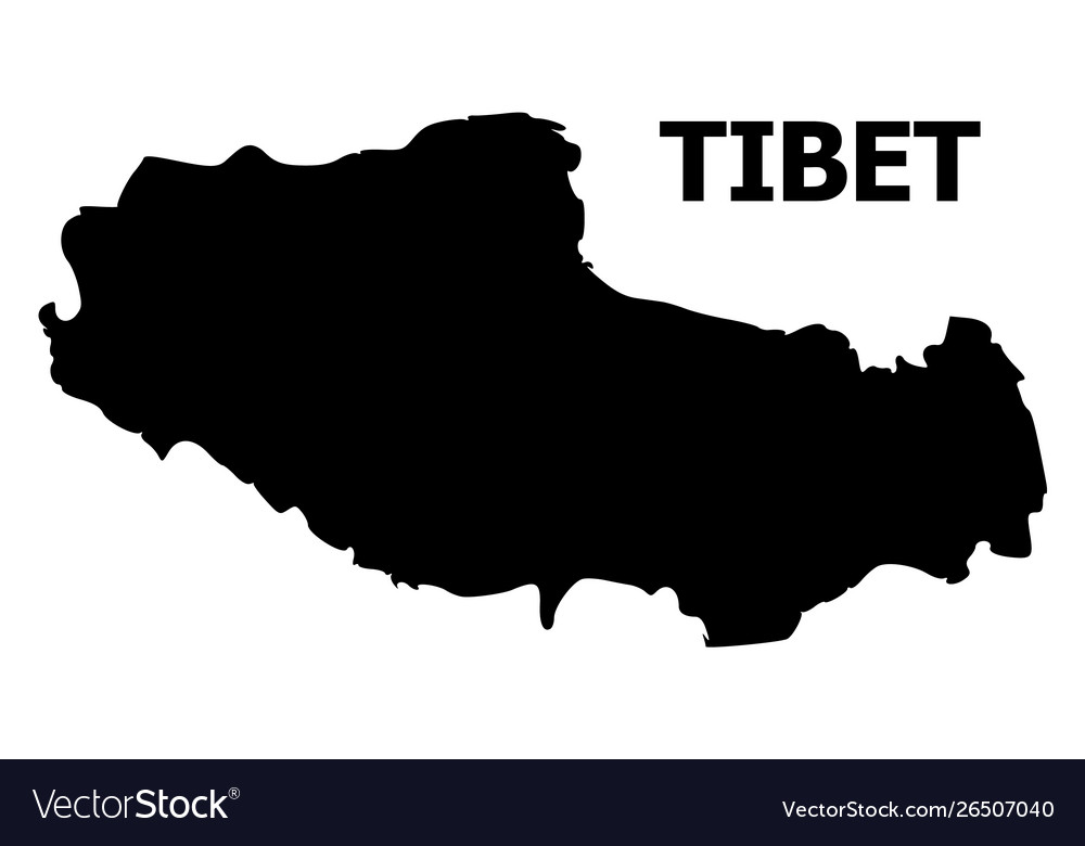 Flat map tibet with name Royalty Free Vector Image