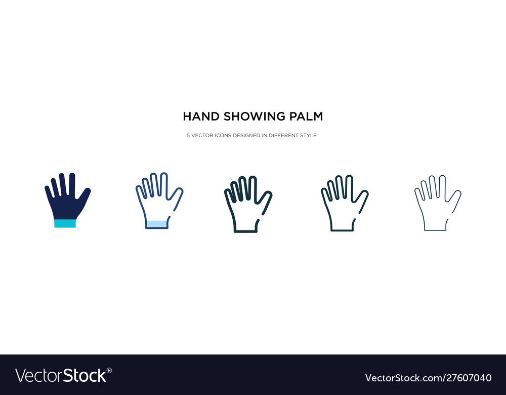 Hand showing palm icon in different style two vector image Hand showing palm icon in different style two
