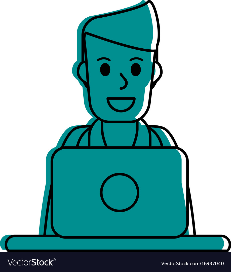 Man using laptop icon image