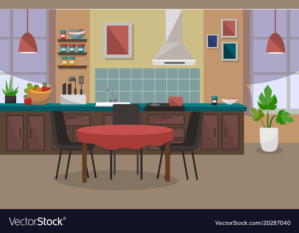 Modern kitchen interior Royalty Free Vector Image