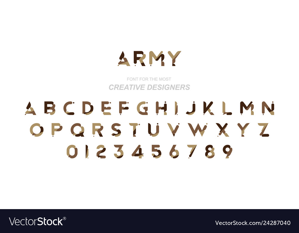 Original font a set of letters and numbers vector image Original font a set of letters and numbers