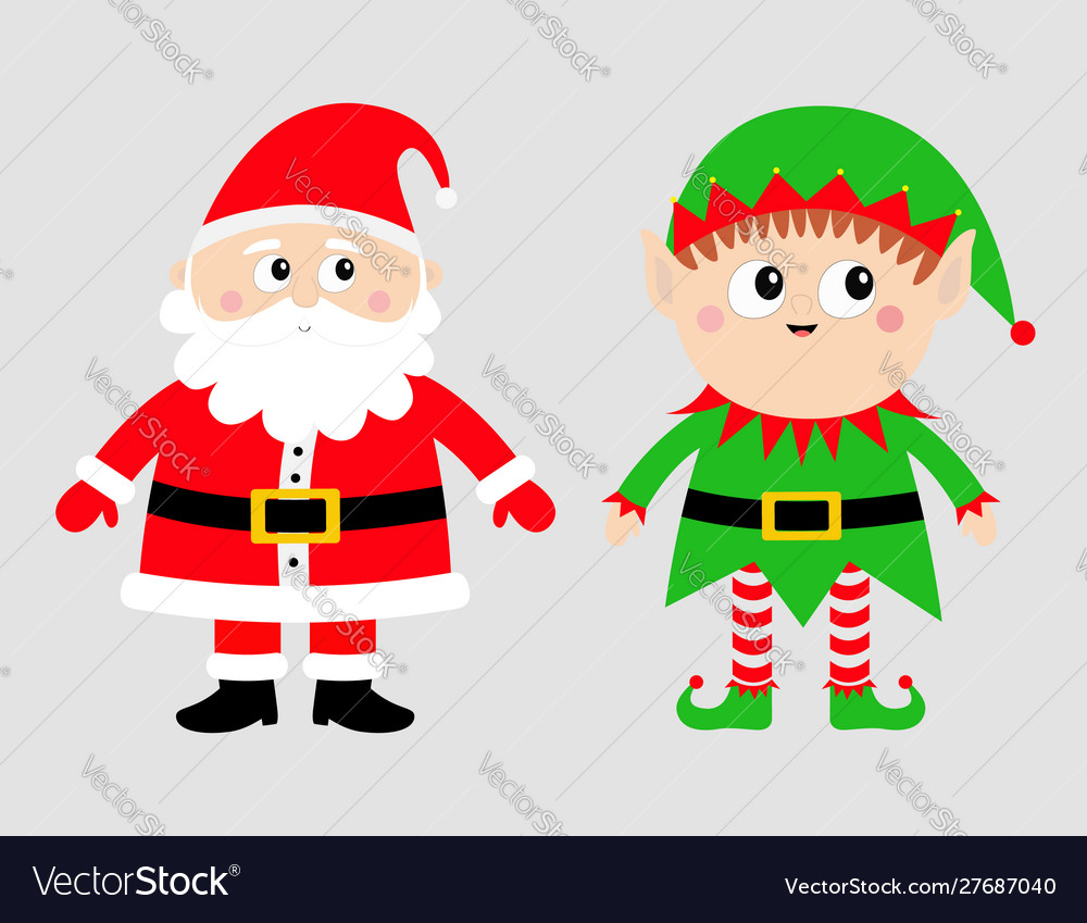 Santa claus elf set happy new year merry