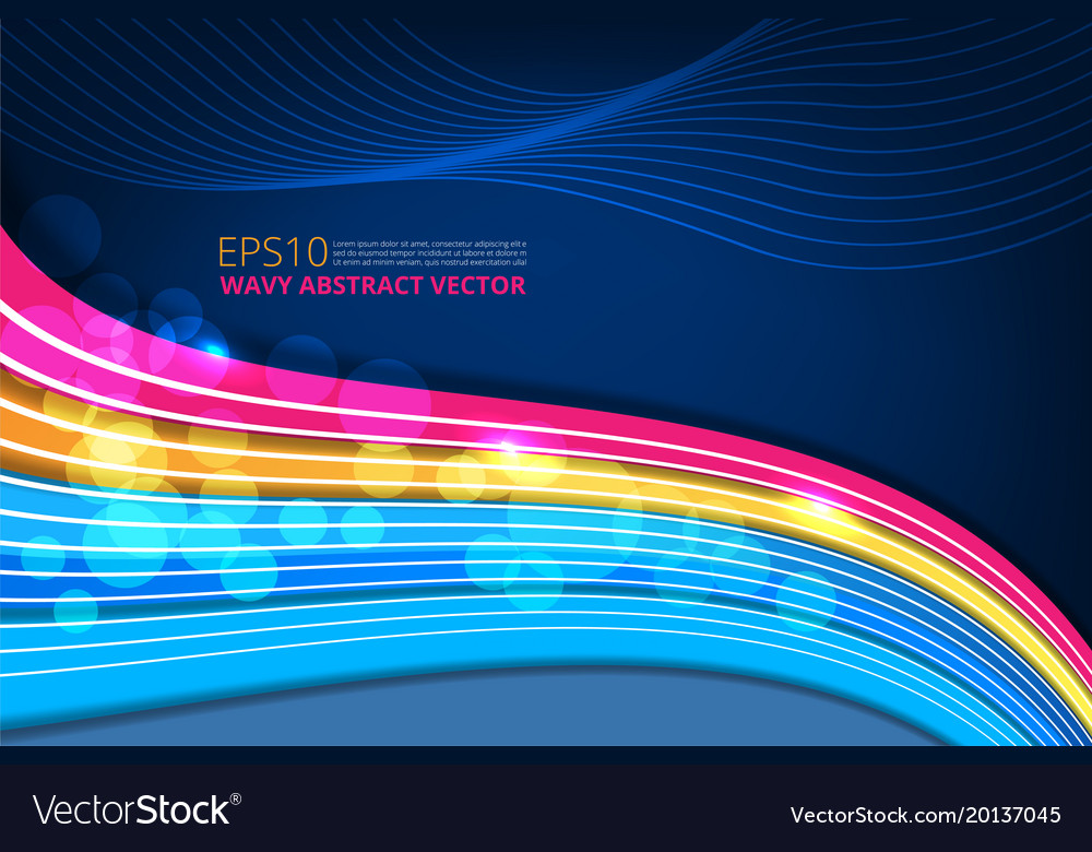Abstract wavy background with bokeh lights