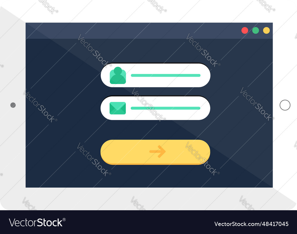 Authentication page website in digital tablet vector image Authentication page website in digital tablet