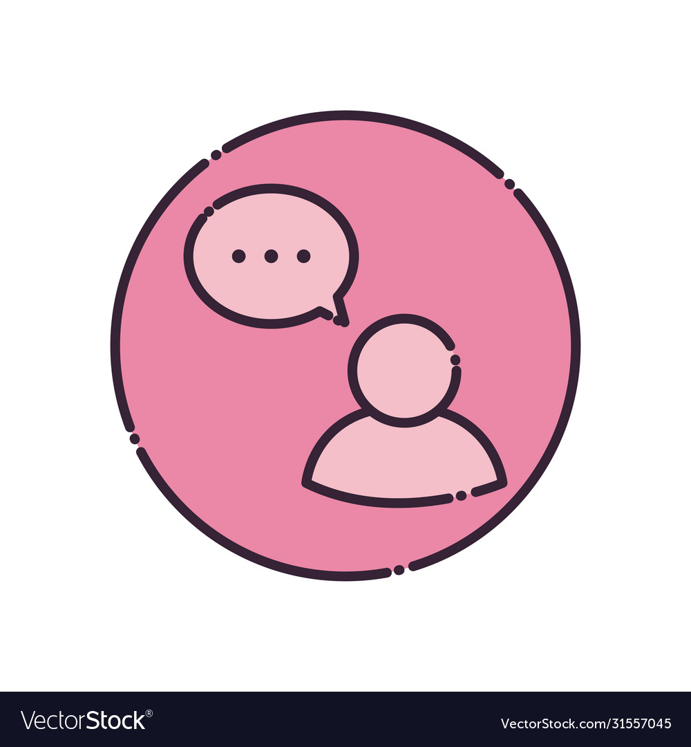 Avatar with communication bubble fill style icon